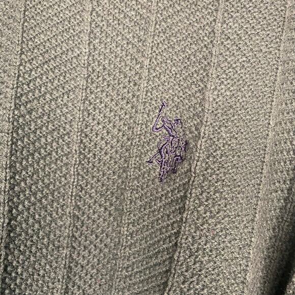 Mens US Polo Assn Green Thick Cable Knit Pullover Sweater Preppy Crew Neck Large - Picture 2 of 13